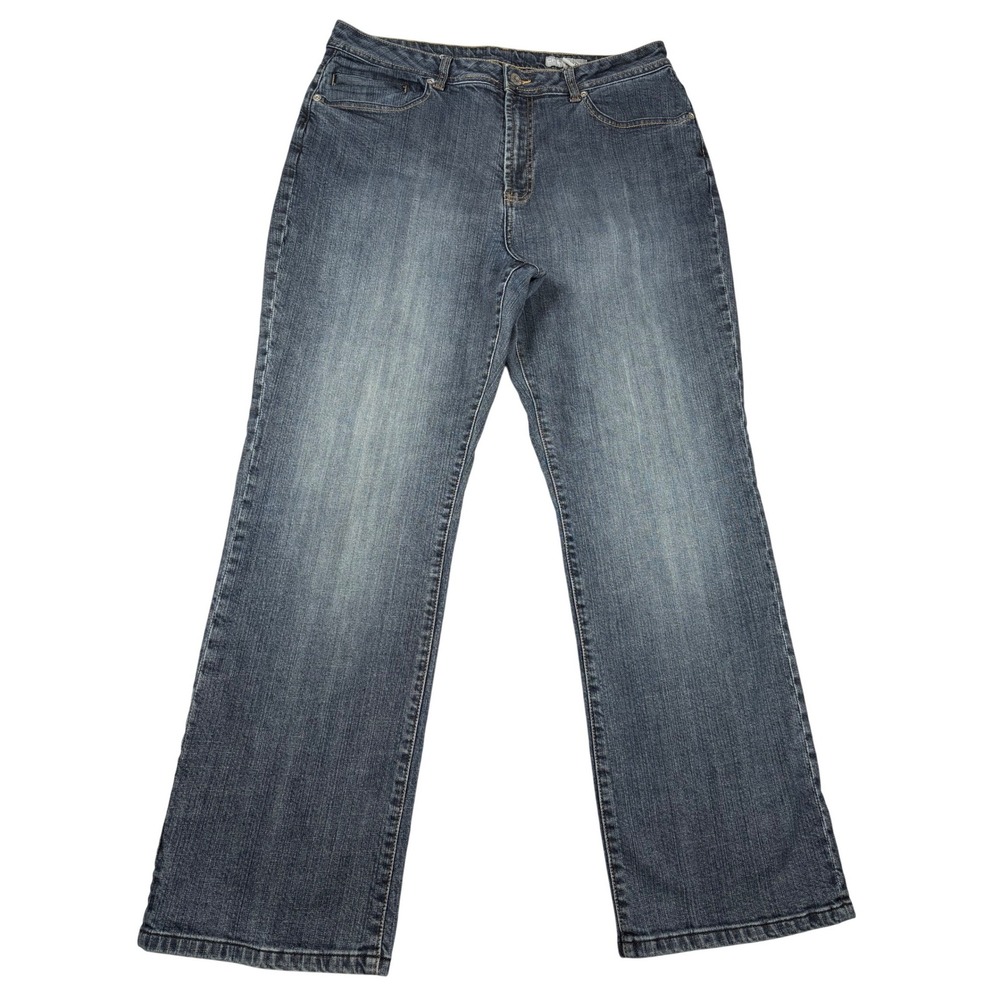 Chicos Platinum Blue Straight Leg Jeans Womens Size 3 XL Stretch Denim Classic